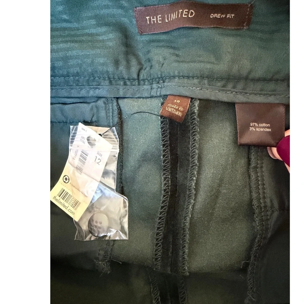 NWT The Limited Drew Fit Skinny Velvet Pants Forest Green‎ Womens Size 12